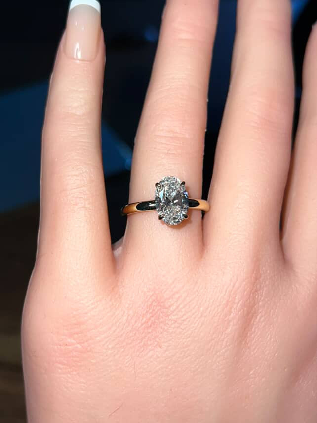 Oval diamond solitaire engagement ring